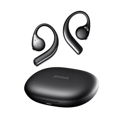Picun T61 Wireless Bone Conduction Headset - OWS Open-back Earhook Wireless Earphones, Bluetooth 5.4, Powerful Bass, Lightweight Plastic Build, IPX6 Waterproof Headphones, Rechargeable for Sports Cycling, Back to School Electronics Audio Device