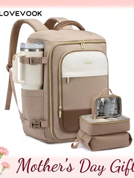 LOVEVOOK 40L&50L Travel Backpack for Women, TSA Approved Carry On Backpack with 3 Packing Cubes, Personal Item Bag Fits 17" Laptop, Water-resistant Travel Carry On Bag for Women DealsForYouDays