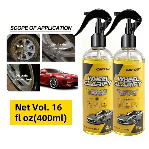 QIFOR 16 Oz Rim Cleaner Spray Bottle - High-Capacity Wheel Maintenance Solution, Effective Brake Dust Remover, Safe for Alloy, Chrome, Aluminum Rims & White Wall Tires, Spray Tyre Care Product