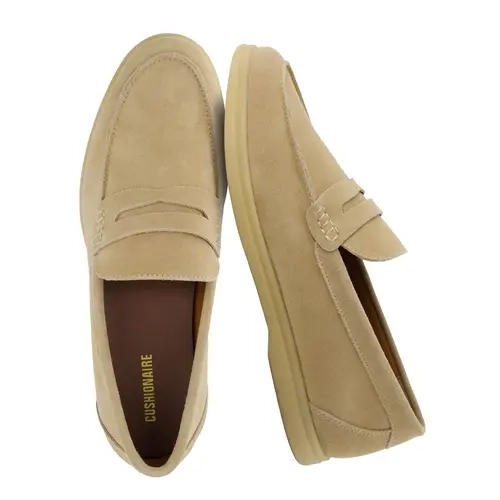 Cushionaire Selby Genuine Leather Slip on Penny Loafers for Men | Comfortable Casual Dress Shoes with Memory Foam | Durable Rubber Sole Loafers for Everyday Wear