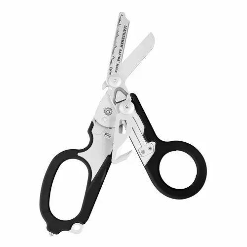 Leatherman Raptor® Rescue 6-in-1 420HC Stainless Steel Shears - 5.8 oz Foldable Design Multifunctional Tactical Hand Tool with O2 Tank Wrench, Ruler, Ambidextrous Gloved Grip, MOLLE Compatible Holster for Paramedics, EMTs, Emergency Medical Use
