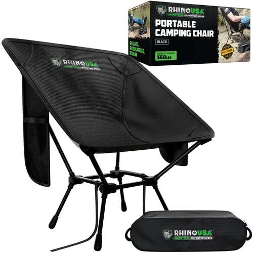 Rhino USA Portable Camping Chair (400lbs Capacity) - Collapsible Compact Lightweight Camp Chair
