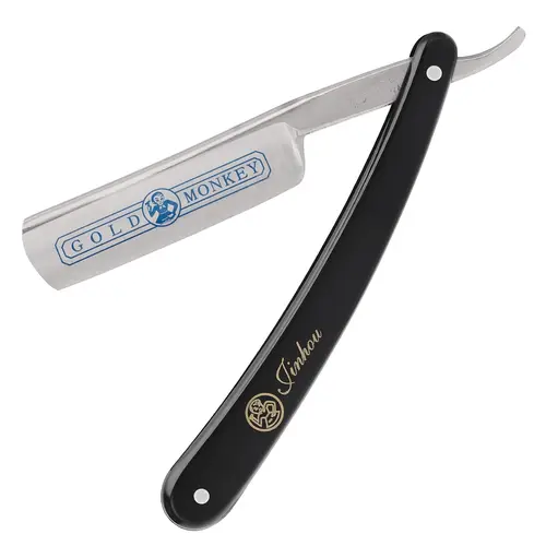 Men's Stainless Steel Straight Blade Razor - Natural Wood Scale Vintage Style, Barber Shop Shaving Product, Facial/Body Hair Removal & Grooming Tool for Face, Body, Brows, Husband Gift Black Set