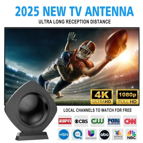 WERCHTAY Indoor Digital TV Antenna for Smart TV - 4K & 1080p Full HD, 360° Amplified Long-Range Signal Reception, Strong Magnetic Base, Easy Installation, Universal HDTV Accessory, Accessories