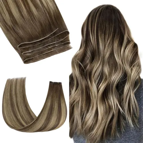 GOO GOO 14-24 Inch Genius Weft Hair Extensions Human Hair, Straight Sew In Remy Human Hair with Natural Hair Look for Women #sohochic #TikTokShopFallDealsForYou