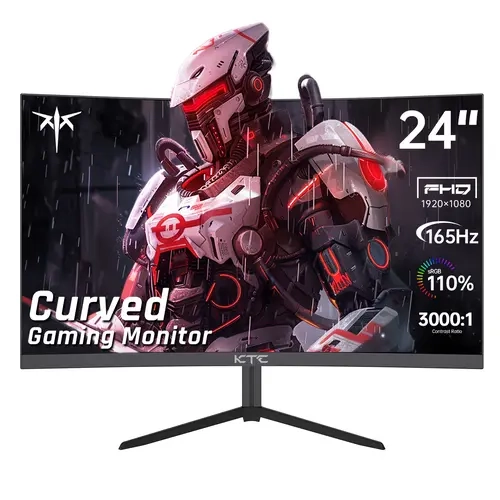 KTC 23.6" VA FHD Curved Gaming Monitor H24S17 - FHD Screen, Frameless LCD, Curved Panel, 1080P, Native 165Hz-OC 180Hz, 1500R, Adaptive Sync, 99% sRGB, 3000:1 Contrast, HDMI, DP, Blue Light Filter, Wall-Mountable, Tilt-Adjustable, for Gaming & Office Use