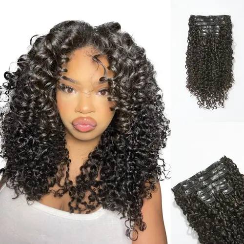 LUVME Clip In Hair Extensions, Virgin Grade Real Human Hair in Kinky Curly, Body Wave & Yaki Straight, Seamless & Invisible, Human Hair Extension, Kinky Curly Bundles