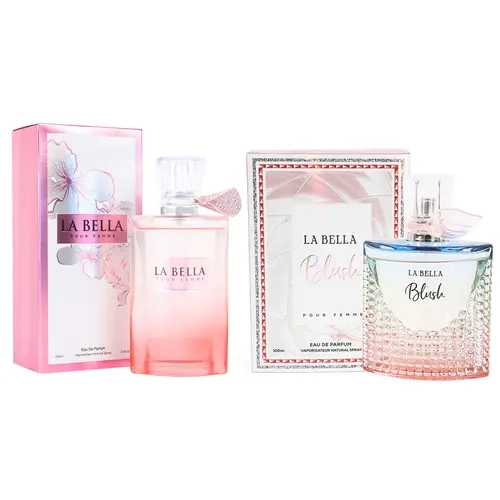 Women's Perfume Bundle - La Bella and La Bella Blush - Spray Perfume Eau de Parfum for Women - 100ml/3.4fl.oz. each