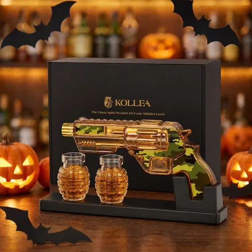 Kollea Camouflage Whiskey Decanter Set with Luxury Gift Box,Handcrafted Glass,Halloween Party Decor,Grenade Shot Glasses,Man Cave Bar Accessories,12.8oz Glassware,Military Gifts for Father,Brother,Husband,Boyfriend,Anniversary&Birthday&Holiday, giftideas