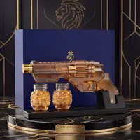 Kollea Whiskey Bottle with Luxury Gift Box,Grenade-Shaped Shot Bottles,Halloween Gift&Party Decor,Decanter Set,Bar Accessories,12.83oz Lead-Free Glass Decanter&Wooden Stand,Gifts for Men,Father,Husband,Boyfriend&Military Enthusiasts,Empty Decanter giftide