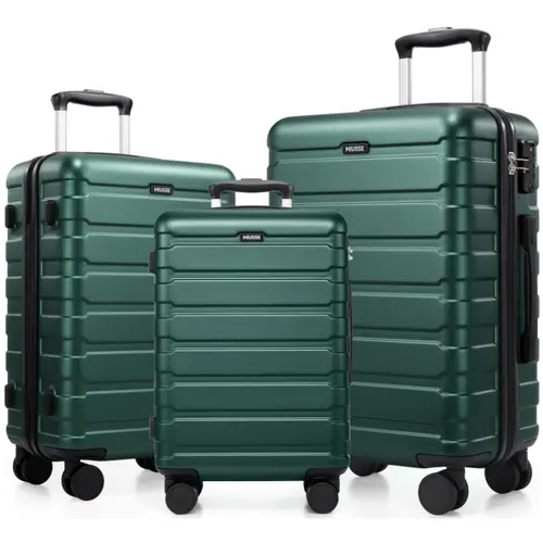 Miusse 3-Piece Lightweight Travel Luggage Set - PC+ABS Hard-Shell Protective, 20” Carry-On/24/28in, Double Spinner Wheels, TSA Lock, Double Handles, USB Port, for Business Trip/Vacation