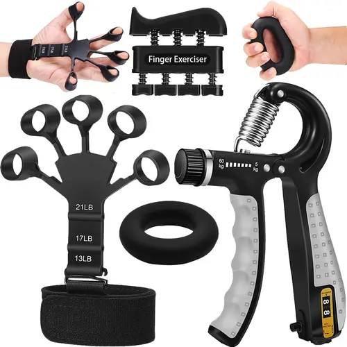 Pro Grip Trainer 4-Pack  Adjustable Resistance (10-130 lbs) Gym Muscle Builder， Weak Grip? Fix in 2 Weeks!  (Office/Gym/Carpal Tunnel Relief) forearm exerciser