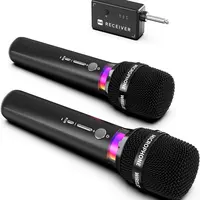 Wireless Microphones, Rechargeable Wireless Dual Microphones with One-to-One Chip Connection and LED Lights, 40H Duration, 200FT Range Receiving, Less Latency Karaoke Microphone for Singing summerwins
