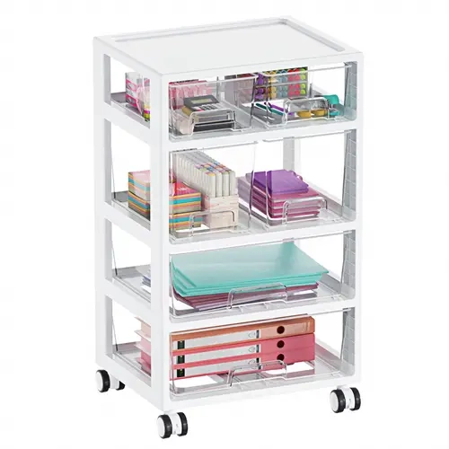 Vtopmart Rolling Drawer Cart - 4/6 Tier with Wheels, Under-Cabinet Multi-Shelf Space-Saving Storage Utility Cart for Office Supplies, Art Crafts (Under Desk Use for Home Organizing Needs), Under-Cabinet Utility Carts, With Storage Utility Carts