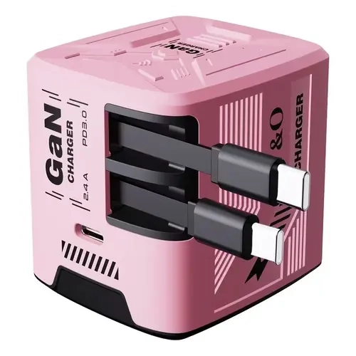 W&O 120W GaN Fast Charging Foldable Wall Charger - Dual-Port Adapter with Retractable Universal Travel Plug, for iPhone, MacBook, Mobile Devices, Foldable Design