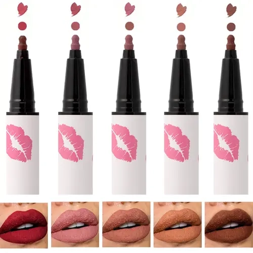 HECI Silky Lipliner - 24-Hour Grip, Long-Lasting, Waterproof, Transfer-Resistant, Easy-to-Apply Velvet Coffee Shade, Flawless Women's Summer-Proof Cosmetic Lip Makeup, 1-Second Velvet Matte, Dual-Use Hack Beauty & Personal Care Eyeliner Companion