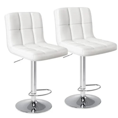 【Deal】Swivel Barstools Set of 2 in PU Leather with Hydraulic Lift, Kitchen Counter Height Stools Featuring Thickened Seat Cushions and Back