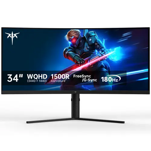 KTC 34" 2K WQHD 180Hz 3440X1440P Curved Gaming Ultrawide Monitor, 1500R PC Monitor, HDR10, FreeSync & G-Sync, HDMI, DisplayPort, VESA, Tilt Swivel Height Pivot Adjustment, H34S5