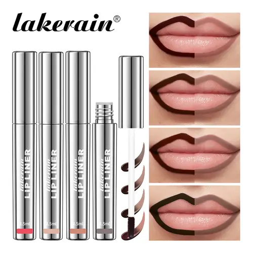 Women's 4-Count Set Twist-Enabled Peel-Off Matte Lip Liner Kit - Smudge-Proof Wear, All Day Lipliner, Precise Application, Long-Lasting Stain, Classic Shades, 4 Counts/1 Set, 36months, Adults' Special Events Makeup Gift