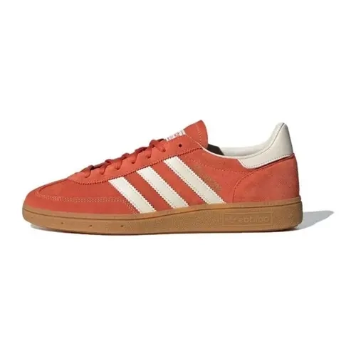 Men’s Adidas Handball Spezial Red Gum Casual Sneakers - Suede Upper, Colorblock, Vintage 3-Stripes, Retro Sport Edge, Streetwear Boldness, Durable Gum Rubber Sole, Comfortable Fit, Mens Fashion Trainer for Casual & Sports Use