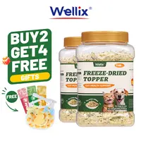 Wellix Dog&Cat Food Topper - Cat Grass Treats for Haiball Treament - Chicken Flavor Freeze Dried Cat Treats - Low Calorie Training Treats for Dogs&Cat 7.5oz