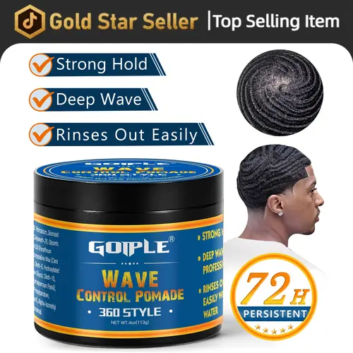 Natural Wave Pomade Strong Hold Easy Wash 360 Wave Training Hair Cream, Waves Grease for Men Water-Based Hair Cream for Wave, Moisture, Control and Silky Shine, Wave Pomade for Black Men 4oz,valentine's day gifts for her/him