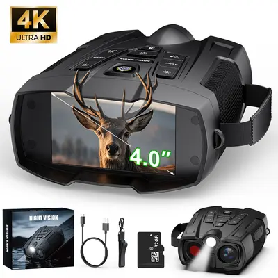 FathersGift 4K Night Vision Goggles with 32GB SD Card, Infrared Binoculars with Photo & Video Recording, 3" 4" HD Screen, 5000mAh Rechargeable Battery, Cool Tech Birthday Gift for Men/Dad/Husband, Hunters & Outdoor Adventures,summerwins