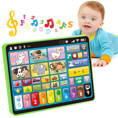 hahaland Toddler Learning Tablet - Screen-Free 5-Language Educational Toy, BPA-Free Early Learning Activity Tablet for Ages 1-3 with 90+ Modules (Animals, Shapes, Letters, Numbers), Music & Speech Practice