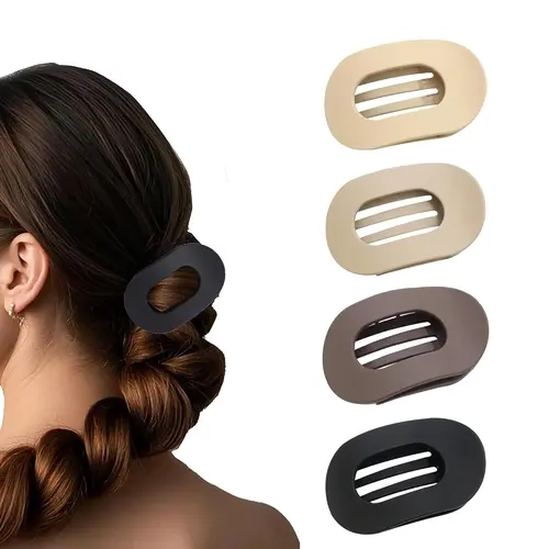 Women's 4-Piece Seamless Oval Hair Clip Set - Upgraded ABS Material, Flexible, Bending-Resistant, Resists Yellowing, Secure Bang Hold, Ideal for Styling, Light Allday Wear, Daily Use