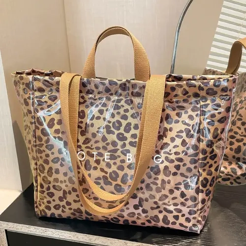 【Black Friday】Fashion Leopard Pattern Tote Bag, Large-Capacity High-Quality Casual Trendy Shoulder Shopping Bag for Women, Versatile Animal Print Handbag for Daily Commuting