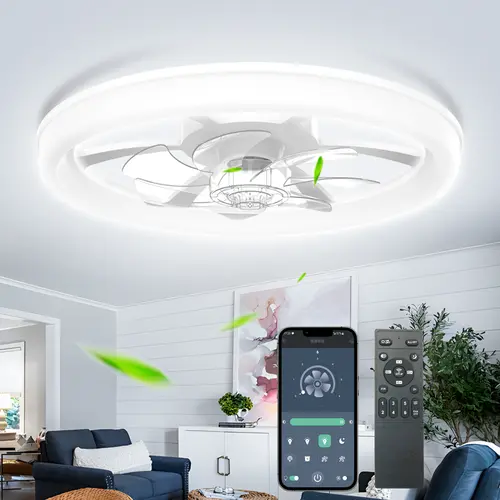 VALLERICO Contemporary Ceiling Fan Light - White Scandinavian Dimmable Indoor Fixture, 3 Cool/Warm Color Temps, 6-Speed Quiet Energy-Efficient AC Motor, Remote & App Control, Timer Set & Forget, 50000-Hour Lifespan LED, Fan for Bedroom,Black Friday