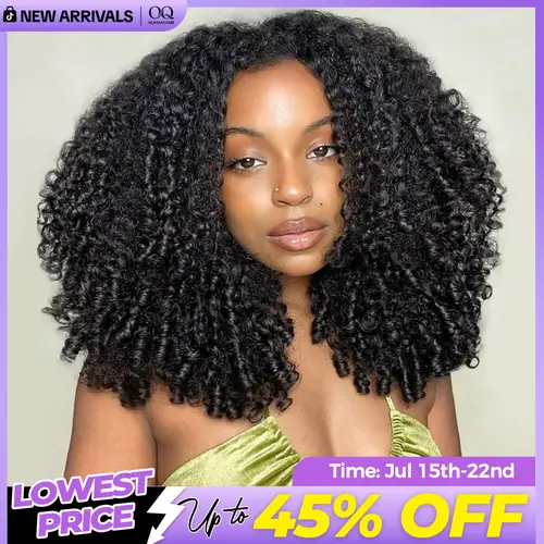 [FLASH SALE] OQ HAIR Burmese Curly Wear Go Half Wig Seamless Water Wave Flip Over Wig 3 IN 1 Wear Go Glueless Human Hair Wigs With Drawstring Invisible Hairline for Beginner Friendly Vacation Hair Wigs #TikTokShopFallDealsForYou