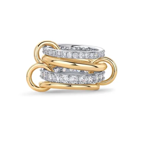 Tewiky 14K Gold Plated Stackable Rings for Women, Interlocked Stackable Rings Set Cubic Zirconia Trendy Band Ring Size 6 7 8 9 10 Chunky Fashion Jewelry for Women For Valentine's Day gifts Premium Quality  frat ring