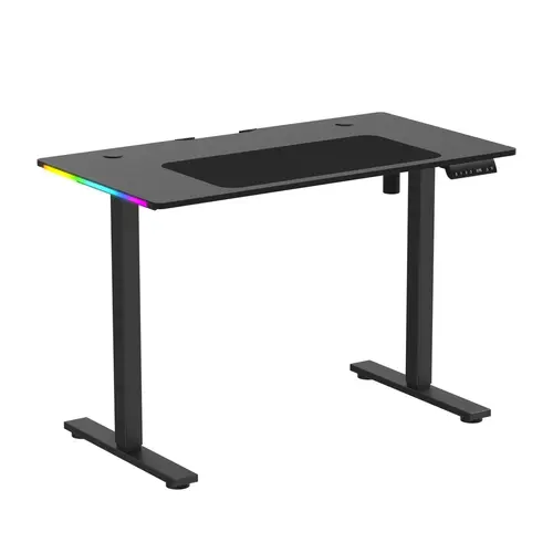 GTplayer Stable Durable 43-in Wood Classic Gaming Desk - Adjustable Laptop Desk (43.31"w x 23.62"d), LED Light, Power Outlet, Shelf, Storage Bag, Hook, Assembly Required - for Bedroom Home Office Dual Monitor Setup