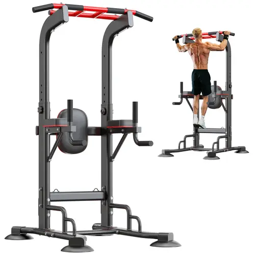 DlandHome Space-Saving Power Tower – 330LB Capacity, Adjustable Pull-Up/Dip/Push-Up Station, Heavy Duty – Pro-Level Home Gym Equipment