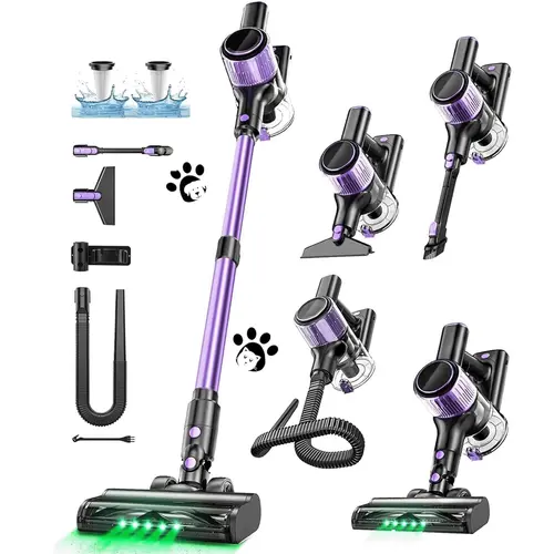 VICEASE Cordless Vacuum Cleaner - 10-in-1 Stick Handheld Portable Vacuum Cordless with Powerful Suction, Hose, 270° Green Light, Anti-Tangle Brush, Lightweight Rechargeable for Home Deep Clean (Hardwood Floors, Carpets)