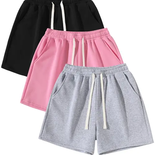Unisex Drawstring-Waist Shorts for Sports, Active Wear Shorts, Plain Shorts, Soft Warm Fabric Gym Shorts for All Seasons, Athletic Casual Shorts, Athleisure Shorts