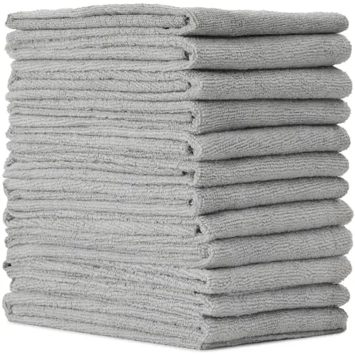 VIKING Microfiber Towel 12 Pack, Utility Car Drying Towels, Premium, Super Absorbent, Grey, 24 Inch x 24 Inch