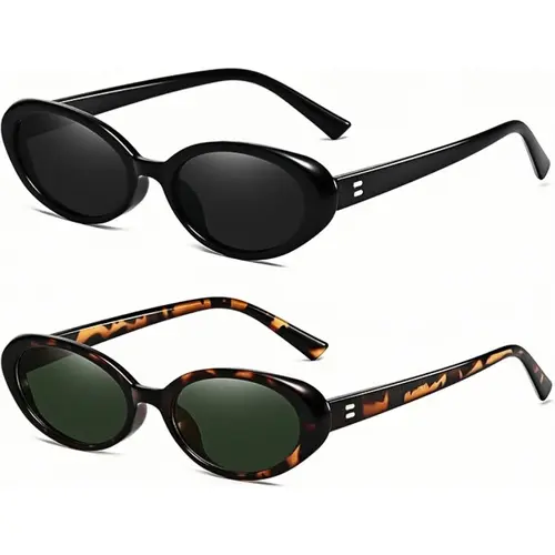 〖Summer Vibes〗1/2/3 PCS Retro Oval Sunglasses for Women Men Fashion Small Oval Sunglasses 90s Vintage Shades Frames UV400 Protection Classic Design sunglasswomen rich girl sunglasses
