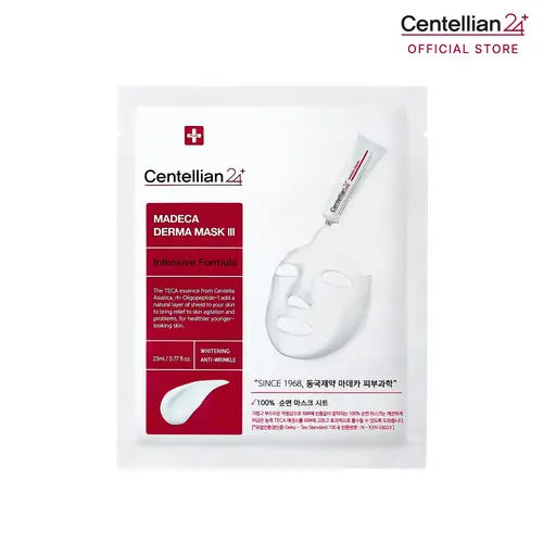[Centellian24] Madeca Derma Mask III Intensive Milky Hydrating Night Mask, 100% Cotton Sheet, Aluminum-Free Nourishing Formula, Propolis Extract, 24h Hydration, Barrier Repair, Radiant Skin, Korean Skincare, All Skin Types, 1pc (23ml)
