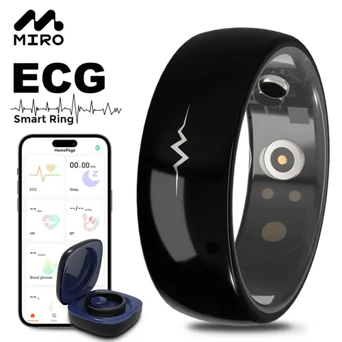 Smart ECG Health Monitoring Ring – ECG/Heart Rate /Sleep /Activity Tracker/Blood pressure/Blood glucose/Spo2/Temperature/Water Proof