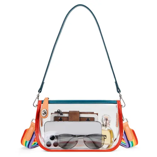 CLUCI Women's Small Transparent Plain Elegant Zippered Sling Bag - Aesthetic Casual Multifunctional Handbag Shoulder Purse with Adjustable Strap for Concerts, Sports Events