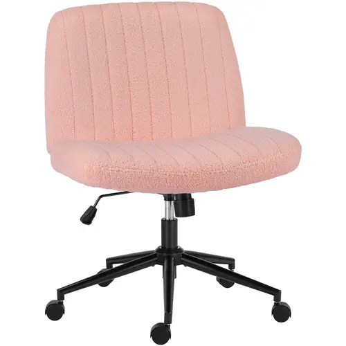 Sweetcrispy Velvet Office Desk Chair - Upholstered Swivel, Height-Adjusted, Wide Armless, Cross Legs Base, 5-Wheel Mobility, Dual-Purpose Cushion Back Study Chair