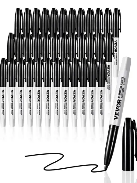 【DealsForYouDays】VEVOR Permanent Markers,36 Pack Black Permanent Marker SetQuick Drying & Fade ResistantFine Point Markers for PlasticPaperMetaland More, Marker Pen