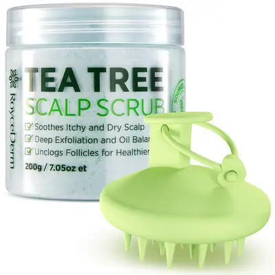 Roycederm Tea Tree Cleansing Scalp Scrub 7 oz - Alcohol-Free Gentle Daily Pre-Shampoo Haircare Cleanser & Exfoliator with Shea for Dandruff Relief, Itchy Dryness Soothing, Moisturizing Oil Control (Adults, Any Hair Type, Single Item)