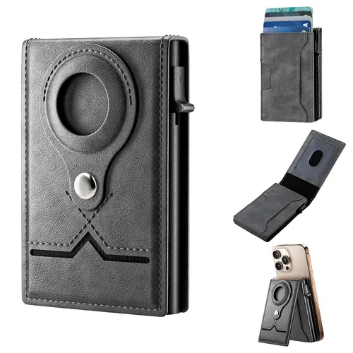 Men's Business Wallet with Magnetic Phone Holder, Magnetic Attraction, RFID Blocking, 9 Slots Credit Card Holder, Slim & Large Capacity