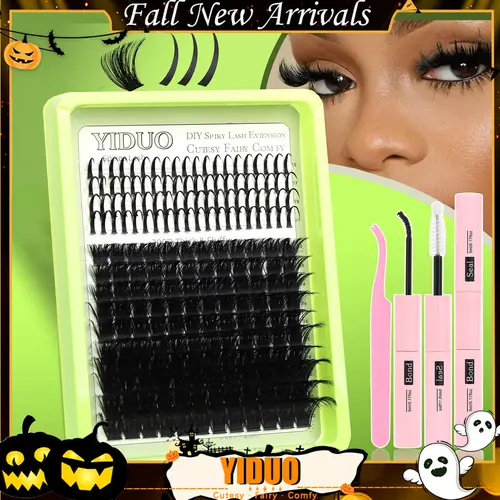 Curl Wispy Individual False Eyelash with Lash & Tweezers Kit, Natural Self Grafting Diy Segmented Eyelash, Makeup Wispy Individual Eyelashes