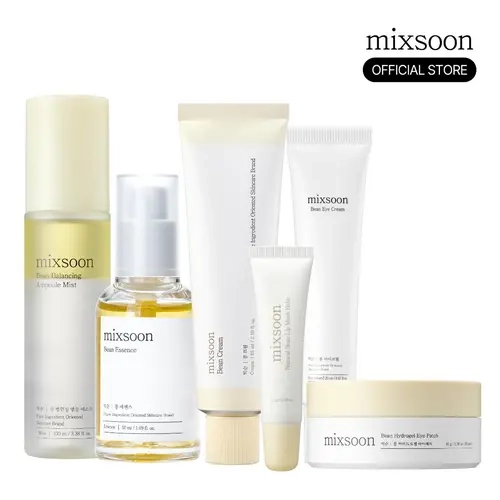 [mixsoon Official] Ultimate Bean Set I Bean essence + Bean cream + Bean Ampoule Balancing Mist + Bean Lip mask balm + Bean eye cream + Bean hydrogel eye patch