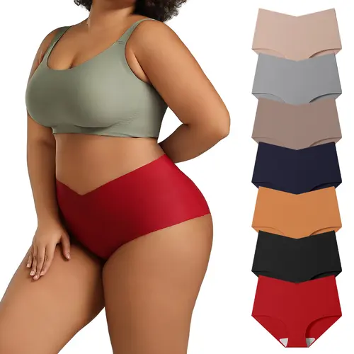 Hotcom Women's Plus Size Seamless High-Waisted High-Cut Panty 4/7/11-Pack - Silky, Breathable, No-Show, Comfortable, Skinny-Fit Underwear for Everyday Wear & Yoga Pants