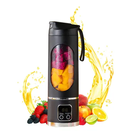 Portable USB Rechargeable Fruit Juicer, Portable Juicer Machines, LED Display Juice Blender Cup with Ice-Crushing Function, Suitable for Outdoor & On-the-Go Use, Portable Juice Extractor for Fruits, Portable Smoothie Blender, Blender for Shakes